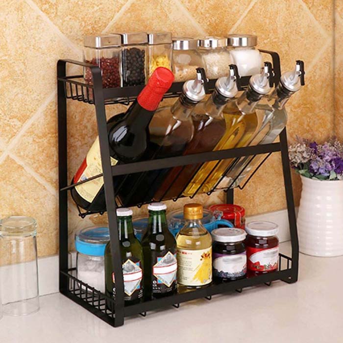 Countertop Spice and Bottle Organizer #smallkitchen #storage #organization #decorhomeideas