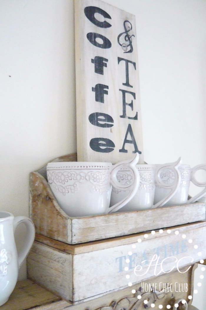 Cozy Coffee and Tea Kitchen Sign #diy #wood #crafts #decorhomeideas