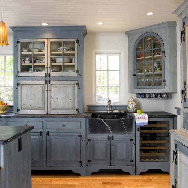 Dark Cobalt Blue Matte Farmhouse Cabinets #farmhouse #kitchen #cabinet #decorhomeideas