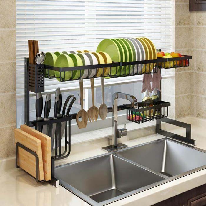 Dish Sink Drain Rack #smallkitchen #storage #organization #decorhomeideas