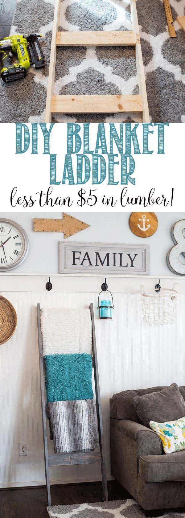 DIY Blanket Ladder #diy #wood #crafts #decorhomeideas