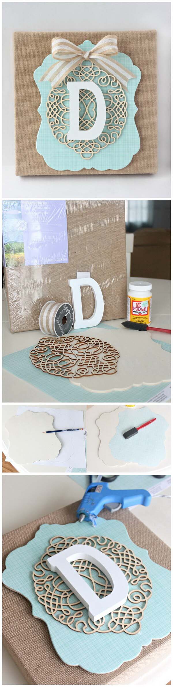 DIY Burlap Monogram #dollarstore #diy #homedecor #decorhomeideas