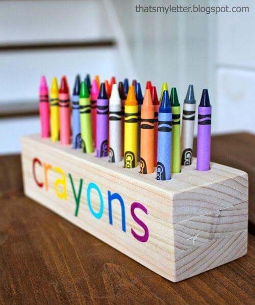 DIY Crayon Holder #diy #wood #crafts #decorhomeideas