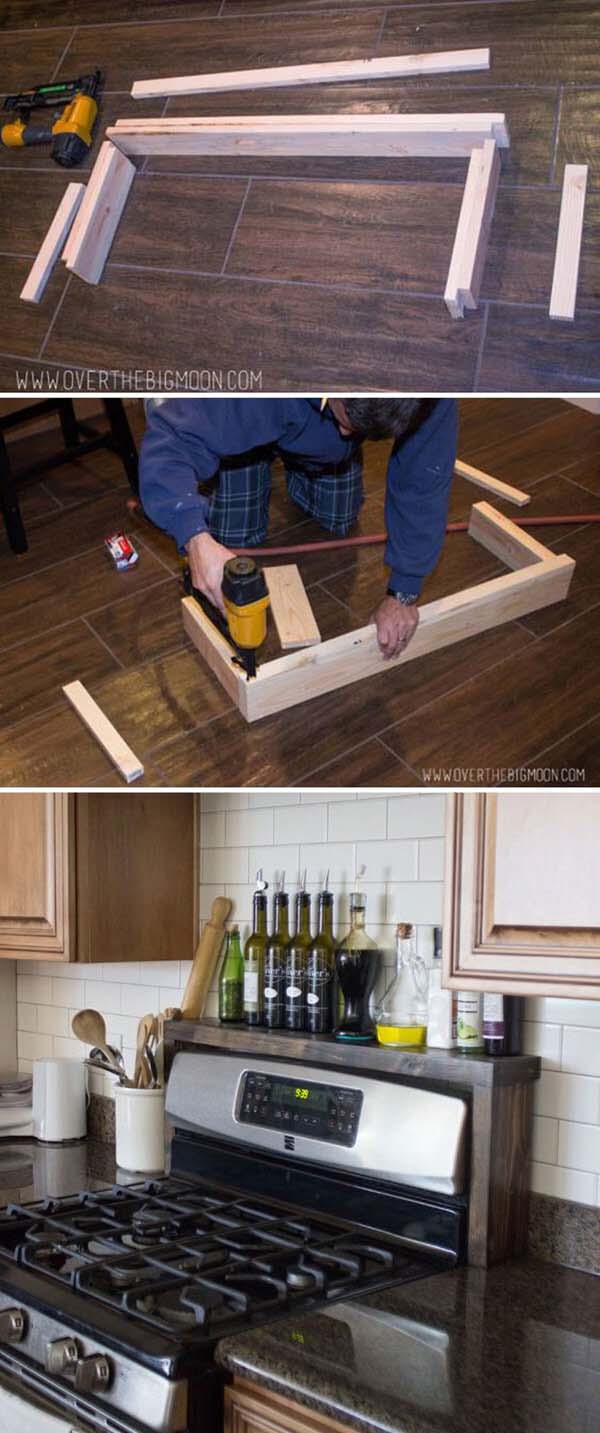 DIY Oil And Vinegar Shelf #diy #wood #crafts #decorhomeideas