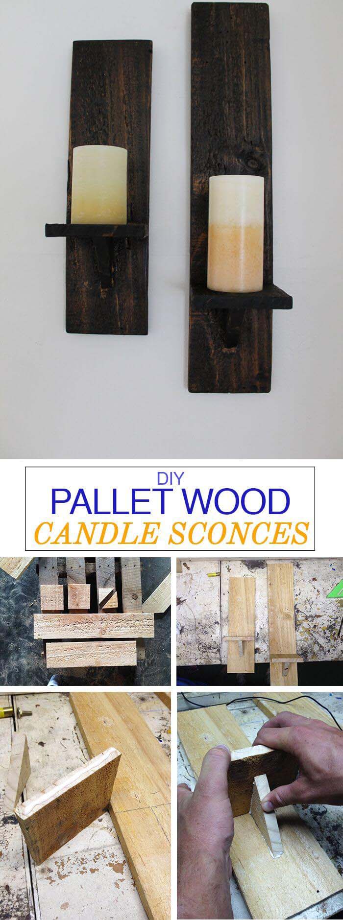 DIY Pallet Wood Candle Sconces #diy #wood #crafts #decorhomeideas