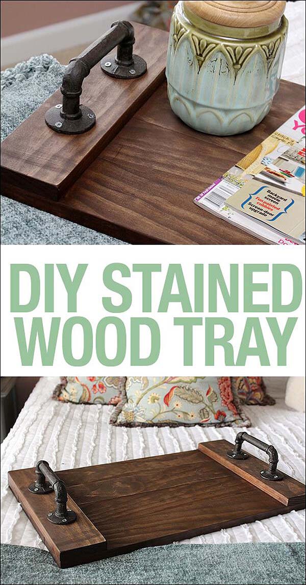 DIY Stained Wood Tray #diy #wood #crafts #decorhomeideas