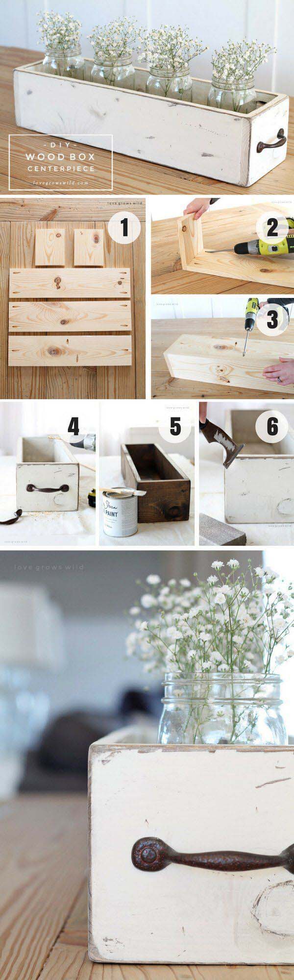 DIY Wood Box Centerpiece #diy #wood #crafts #decorhomeideas