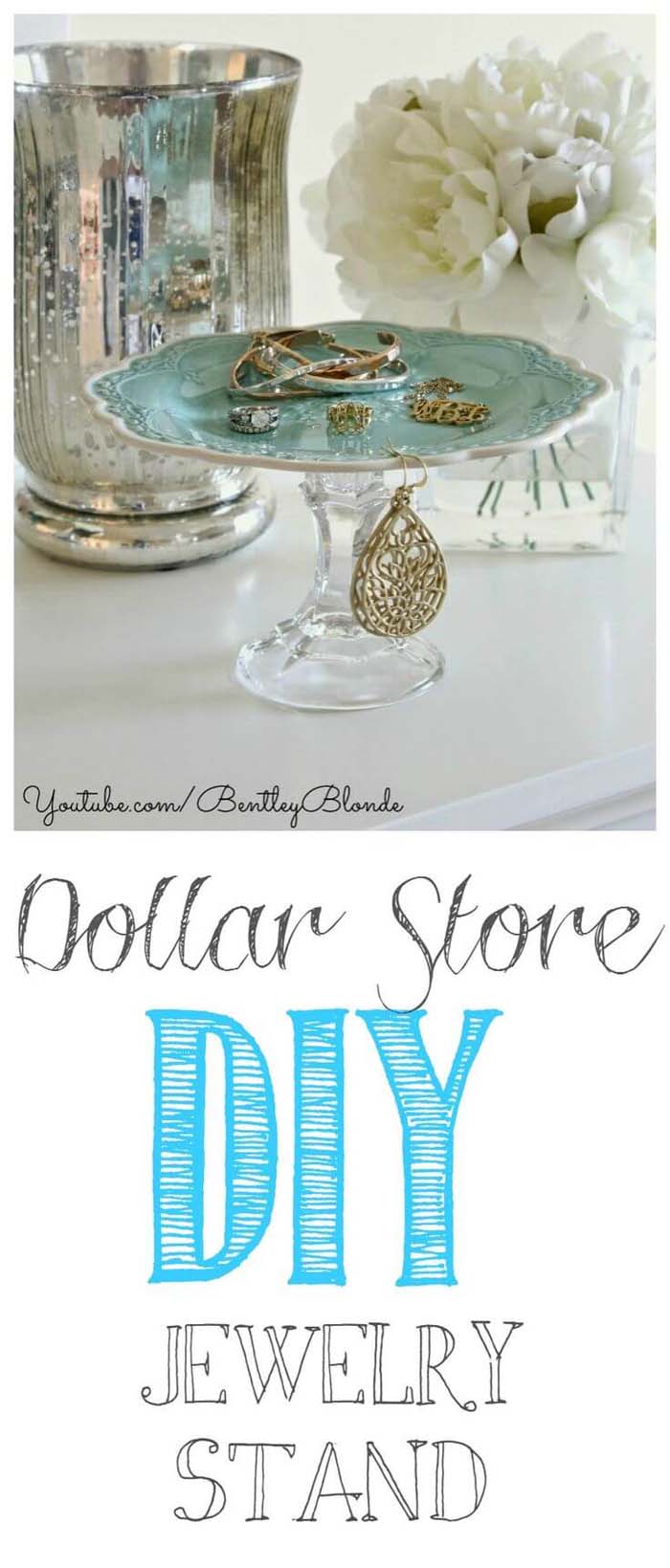 Dollar Store DIY Make Up and Jewelry Stand #dollarstore #diy #homedecor #decorhomeideas