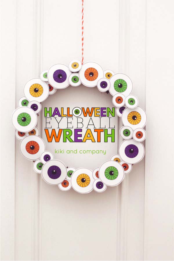 Eyeball Wreath #Halloween #Dollarstore #crafts #decorhomeideas