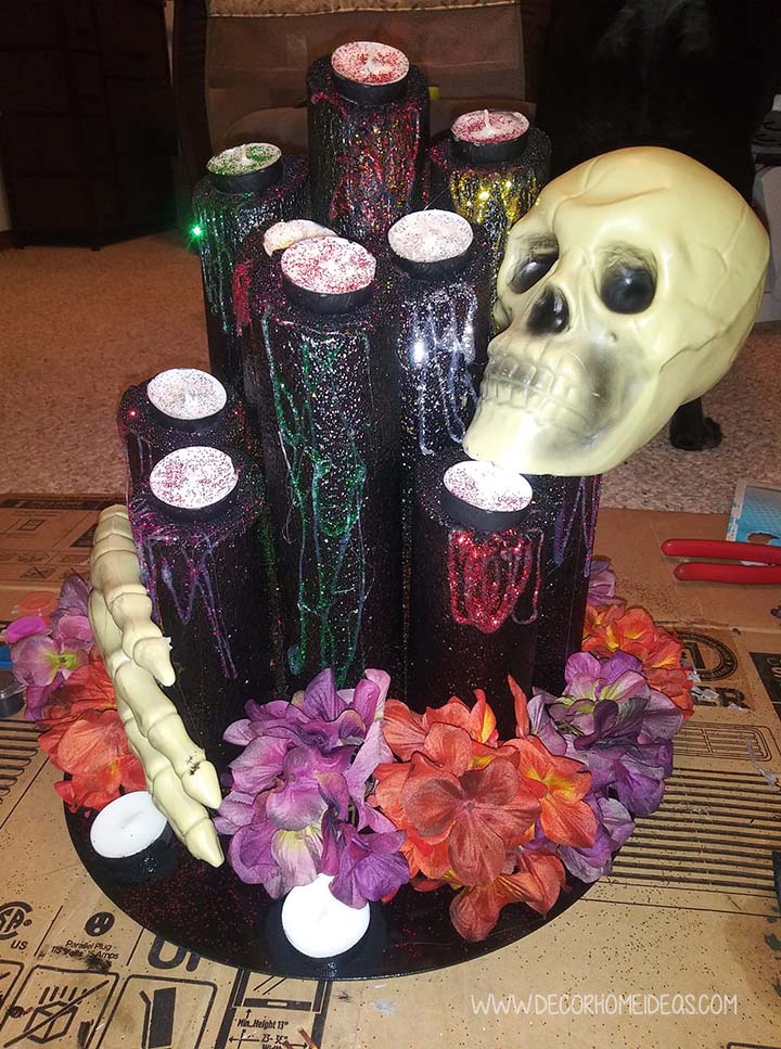 Glitter Covered Halloween Centerpiece Pool Noodles