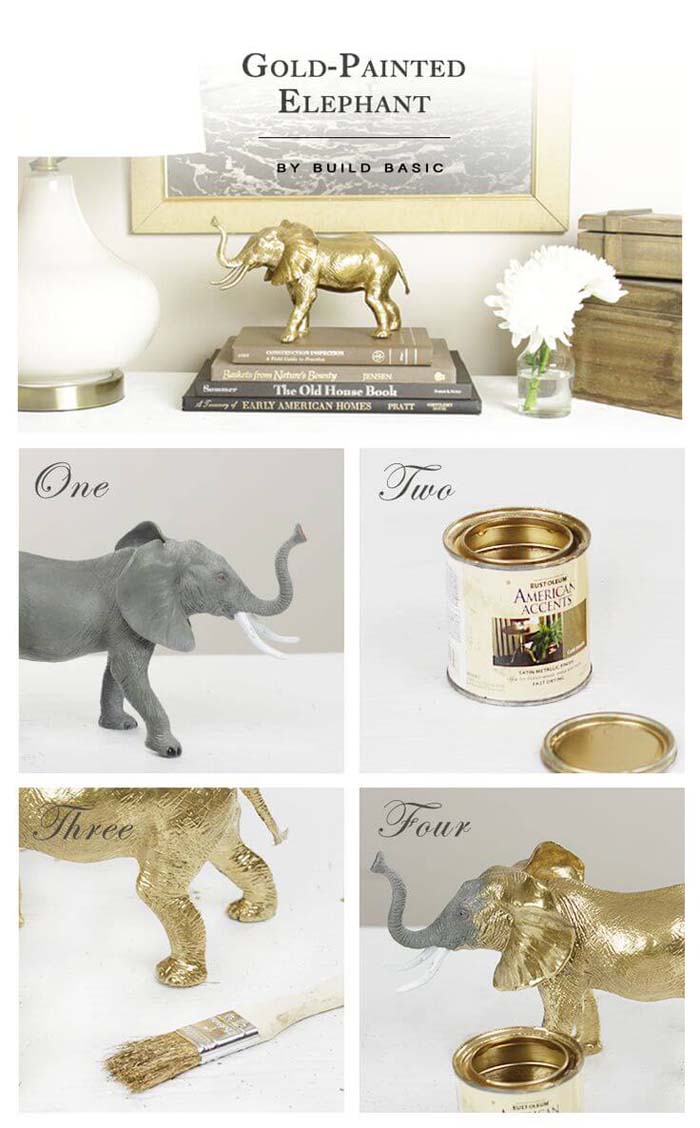 Gold-Painted Elephant #dollarstore #diy #homedecor #decorhomeideas