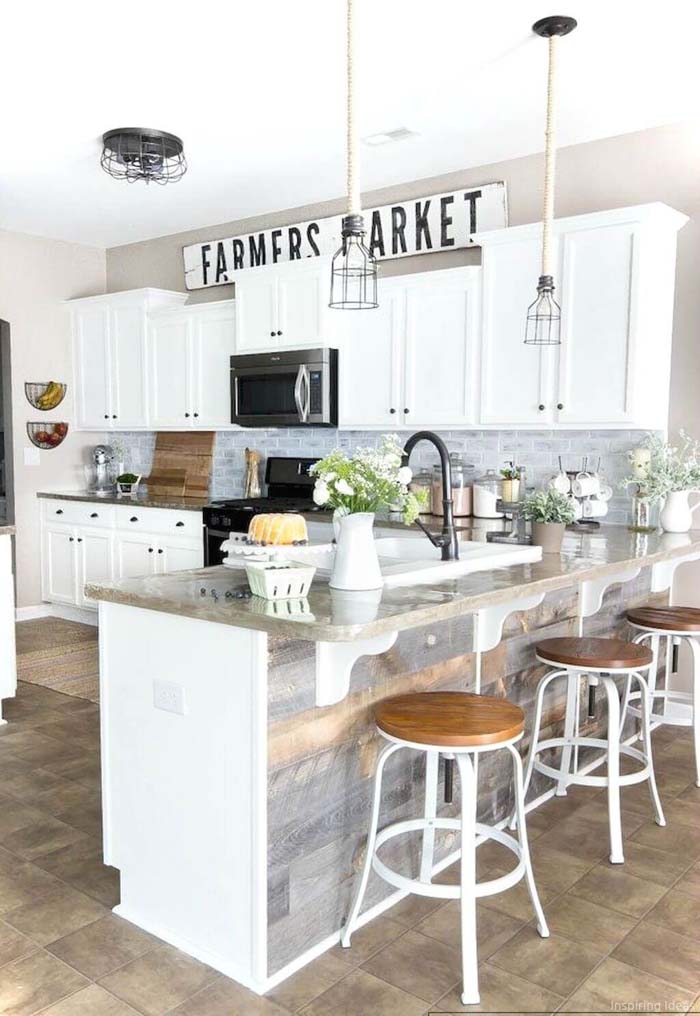 Grayscale and White Cabinets with Black Accents #farmhouse #kitchen #cabinet #decorhomeideas