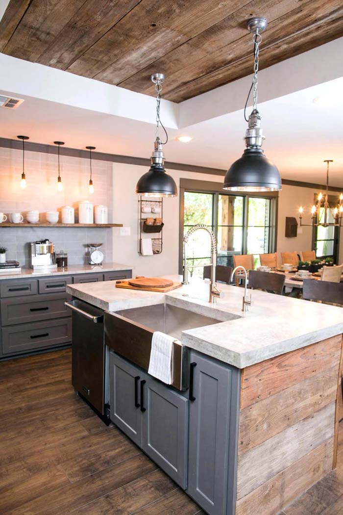 Grayscale Shiplap Cabinets with Rustic Vibes #farmhouse #kitchen #cabinet #decorhomeideas