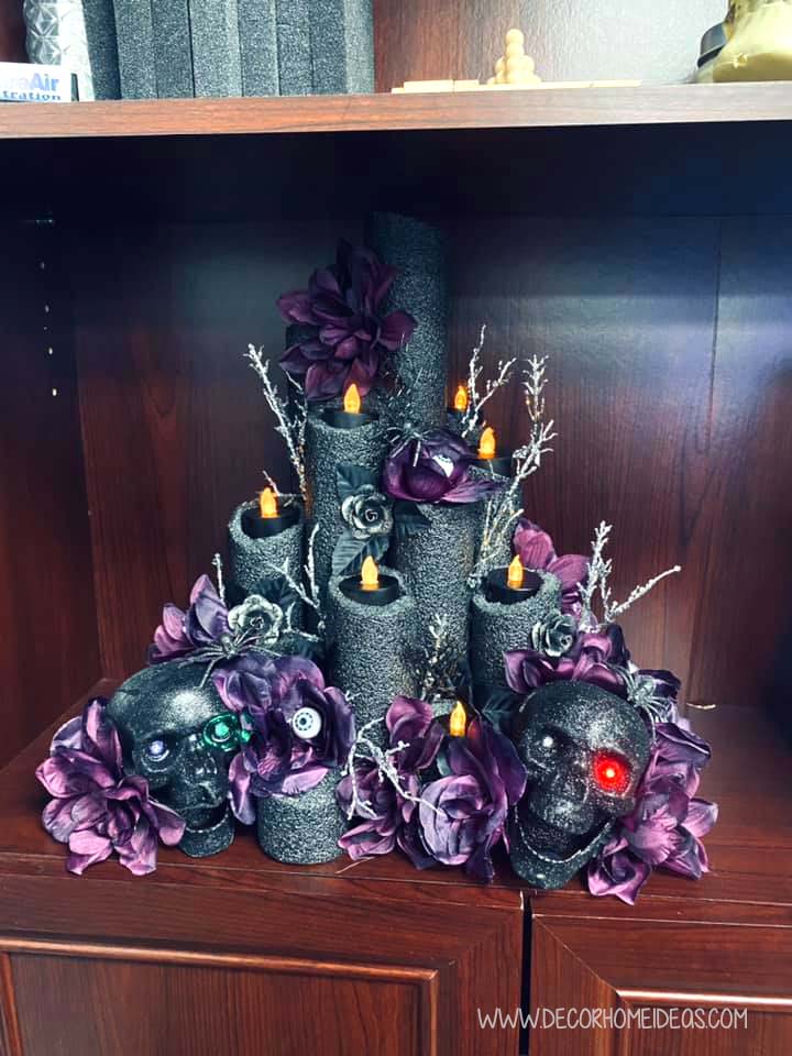 Halloween Centerpiece From Purple Pool Noodles