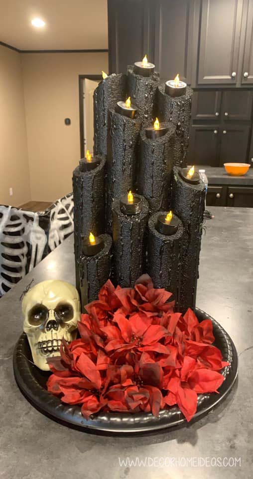 Halloween Decoration Pool Noodles And Red Flowers