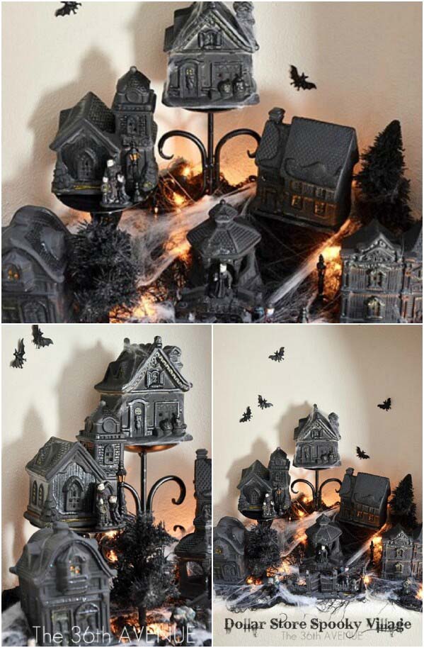 Halloween Village on a Budget #Halloween #Dollarstore #crafts #decorhomeideas