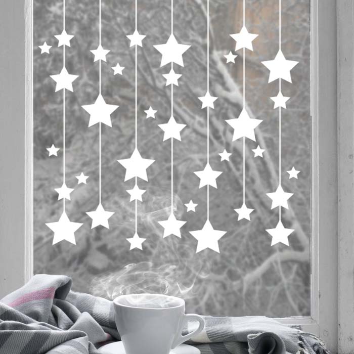 Hanging Star Christmas Bauble Window Decal #Christmas #window #decorations #decorhomeideas