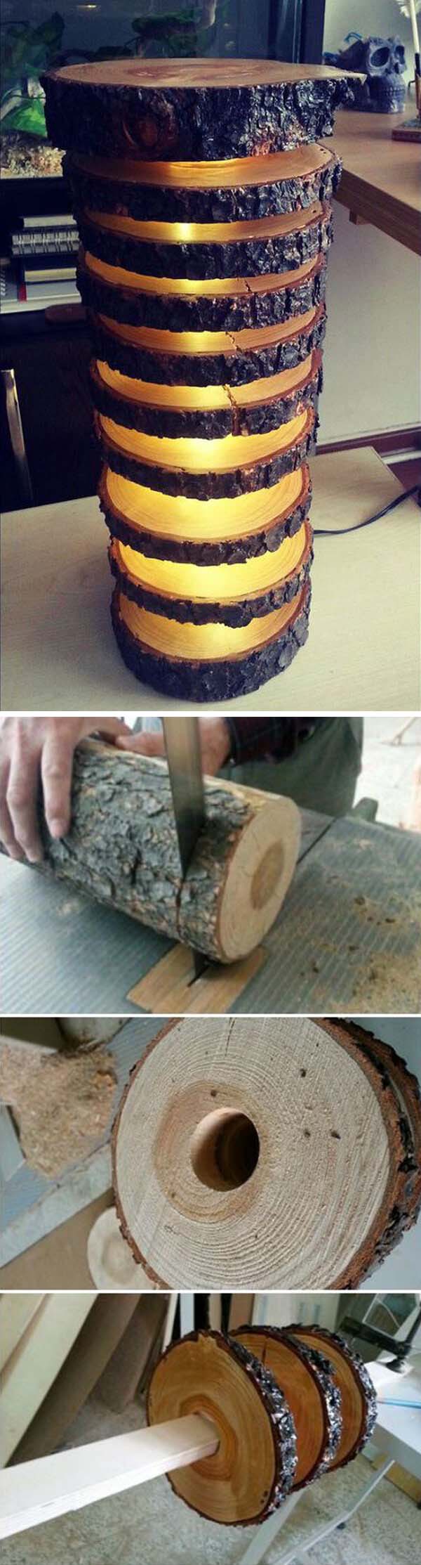 How to Make a Spectacular Floor Log Lamp #diy #wood #crafts #decorhomeideas