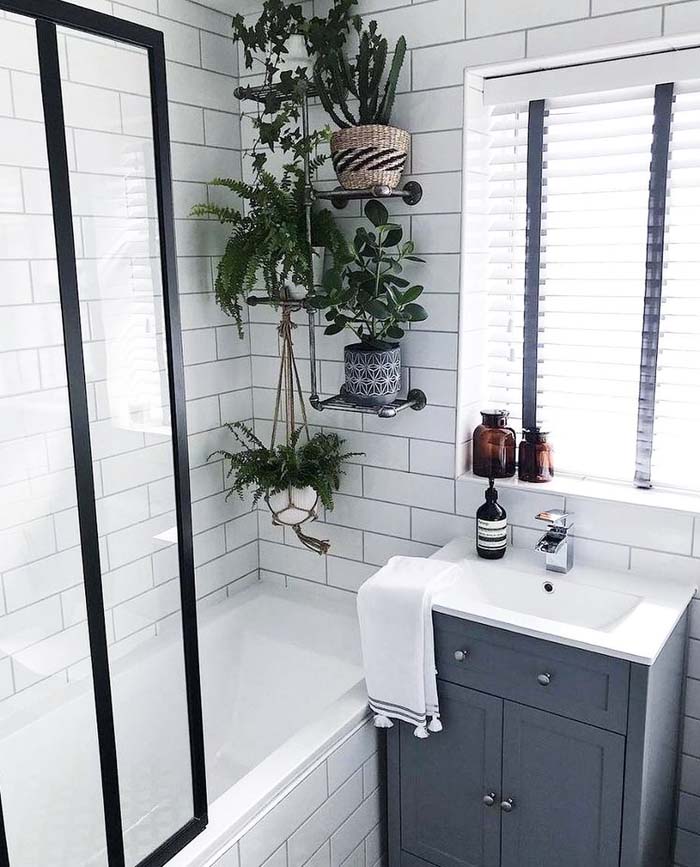 Industrial Pipe Plant Stand #plants #bathroom #hanging #decorhomeideas