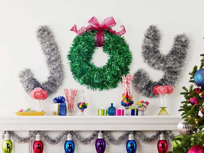 JOY in Tinsel Letters 2-Feet High #Christmas #tinsel #diy #decorhomeideas