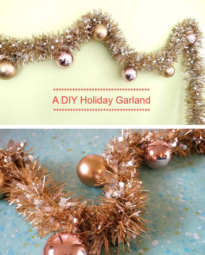 Make Your Own Glittery Holiday Garland #Christmas #tinsel #diy #decorhomeideas