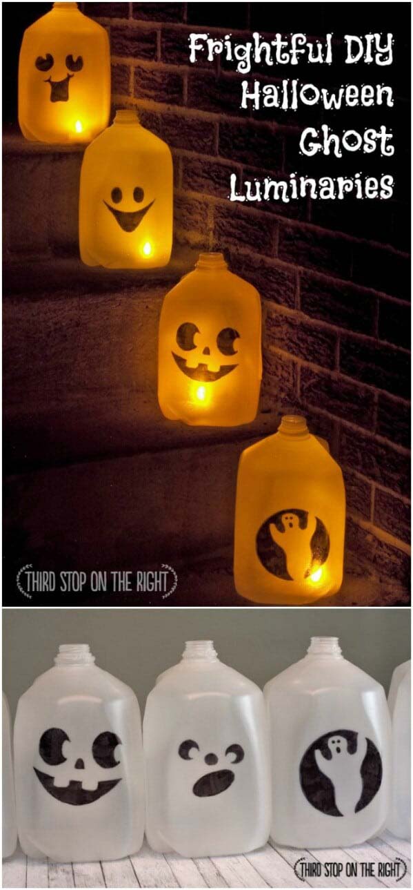 Milk Jug Luminaria #Halloween #Dollarstore #crafts #decorhomeideas