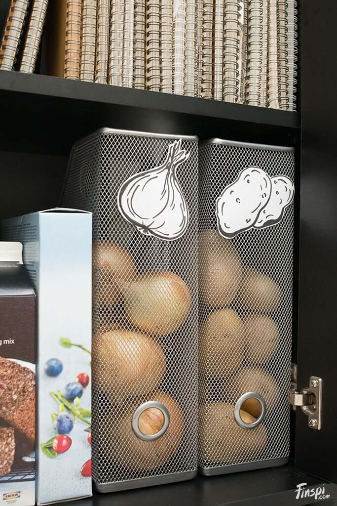 Onion and Potato Storage for Your Shelves #smallkitchen #storage #organization #decorhomeideas