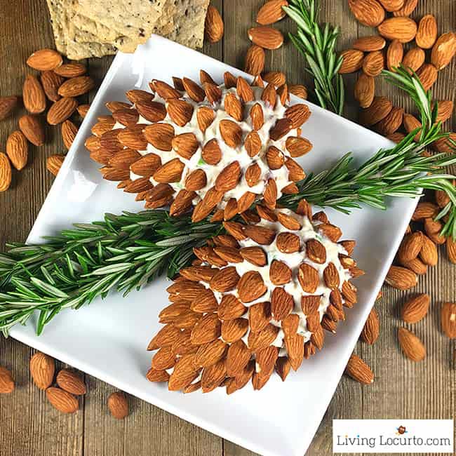 Pine Cone Cheese Ball with Almonds #Christmas #cheeseball #cheese #appetizers #decorhomeideas