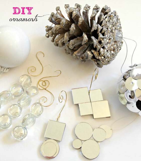 Pinecone, Glass, and Sequin Dangles #Christmas #dollarstore #diy #decorhomeideas