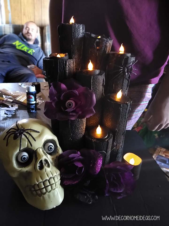 Pool Noodle Halloween Centerpiece Purple And Black