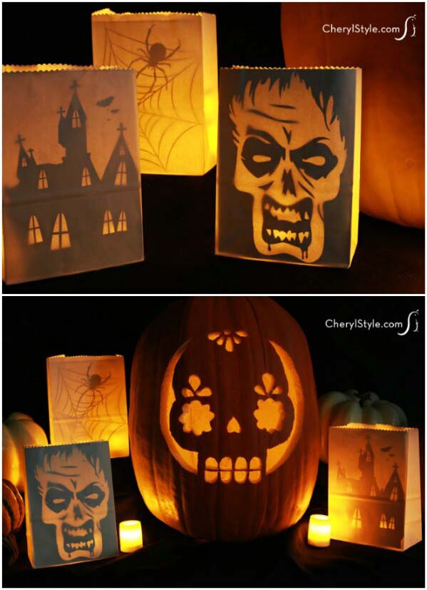 Printable Halloween Luminaria #Halloween #Dollarstore #crafts #decorhomeideas