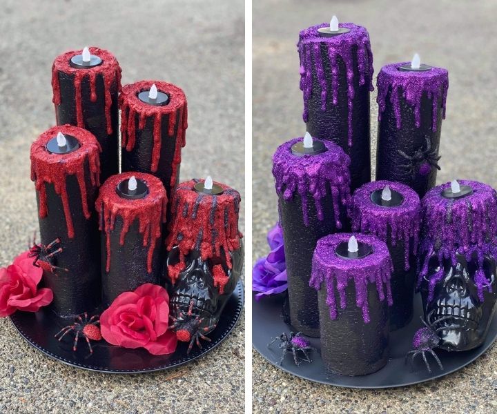 Red And Purple Pool Noodles Halloween Decor