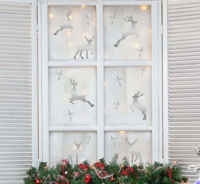 Reindeer Stag Window Stickers #Christmas #window #decorations #decorhomeideas