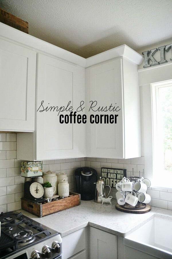 Simple and Rustic Coffee Corner #smallkitchen #storage #organization #decorhomeideas