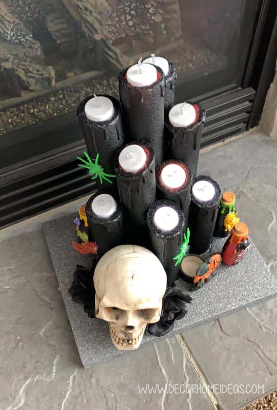 Simple Black Pool Noodle Halloween Centerpiece