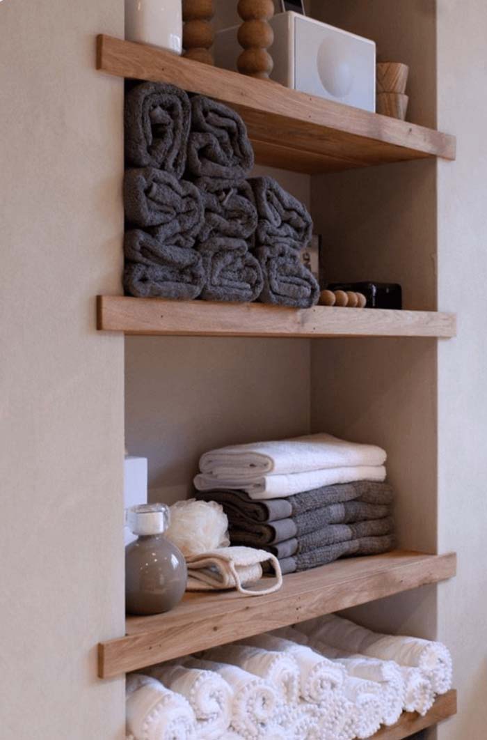 Simple Shelving Towel Storage Ideas #bathroom #towel #storage #decorhomeideas