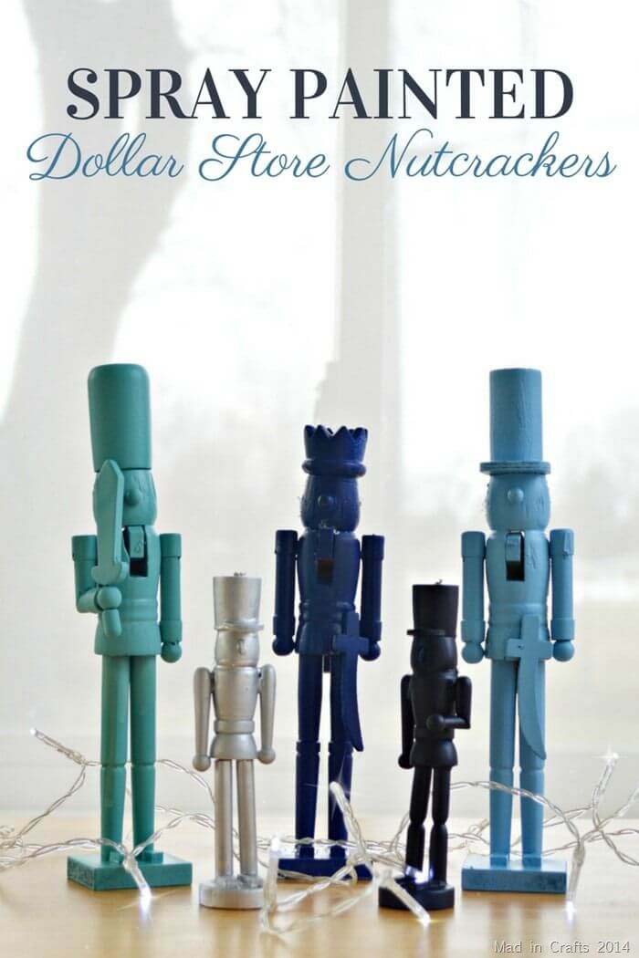 Spray Painted Dollar Store Nutcrackers #Christmas #dollarstore #diy #decorhomeideas