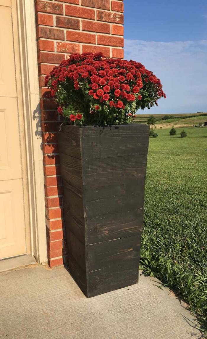 Tall Tapered Cedar Wood Planter #flowerpot #frontdoor #frontporch #decorhomeideas