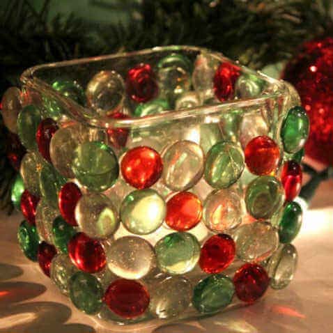 Textured Aquarium Stone Candle Cube #Christmas #dollarstore #diy #decorhomeideas