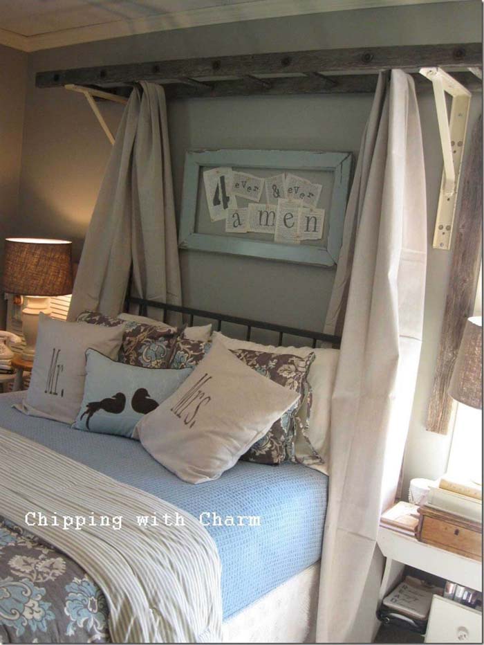 The Most Unexpected Canopy Bed Idea #diy #ladder #repurpose #decorhomeideas