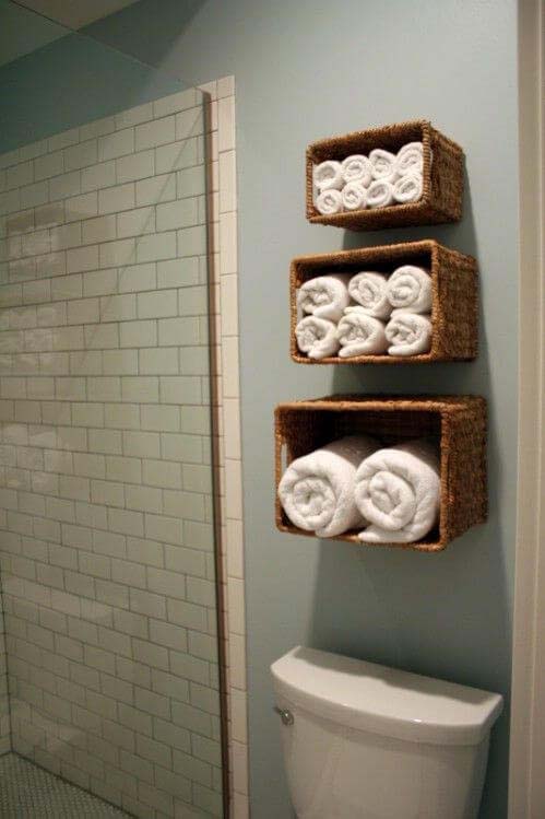 Tiered Trio Ascending Towel Baskets #bathroom #towel #storage #decorhomeideas