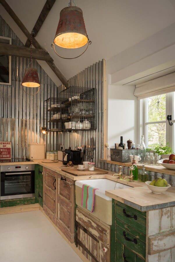 Unfinished and Mixed Vintage Farmhouse Cabinets #farmhouse #kitchen #cabinet #decorhomeideas