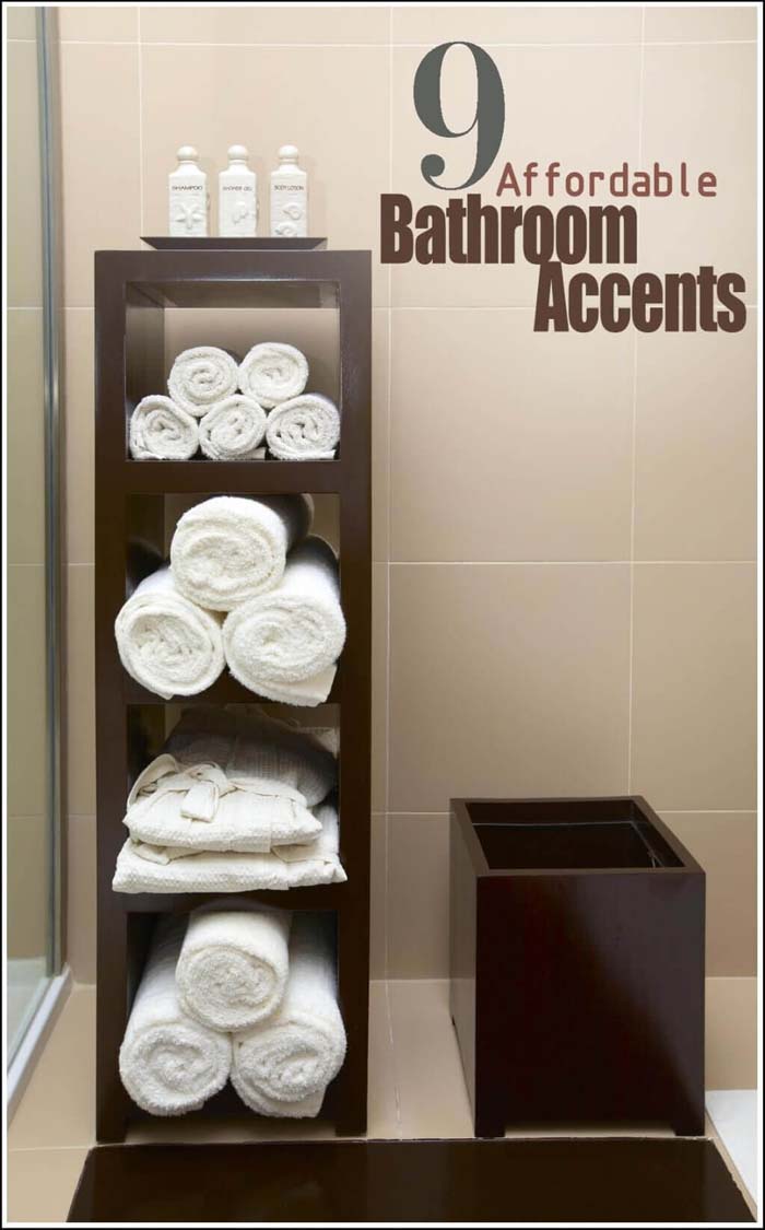 Uptown Classic Wooden Block Style Towel Shelves #bathroom #towel #storage #decorhomeideas