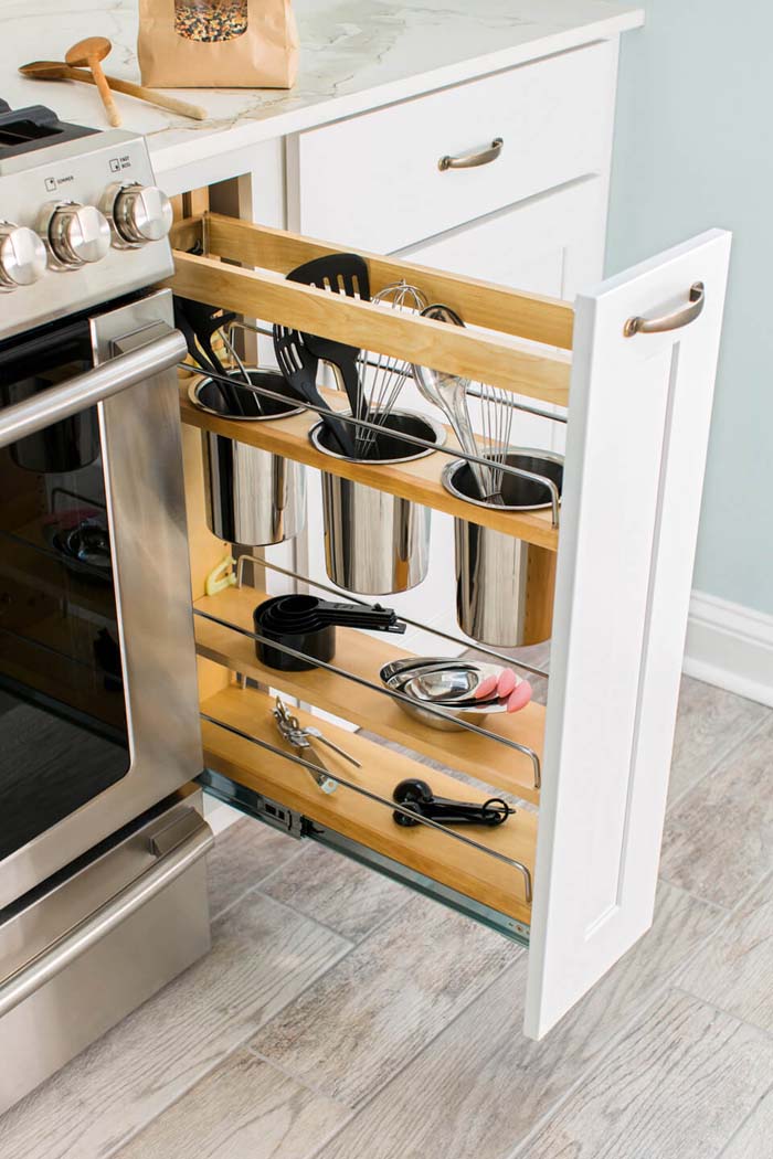 Utensil Drawers in Unused Cabinet Space #smallkitchen #storage #organization #decorhomeideas