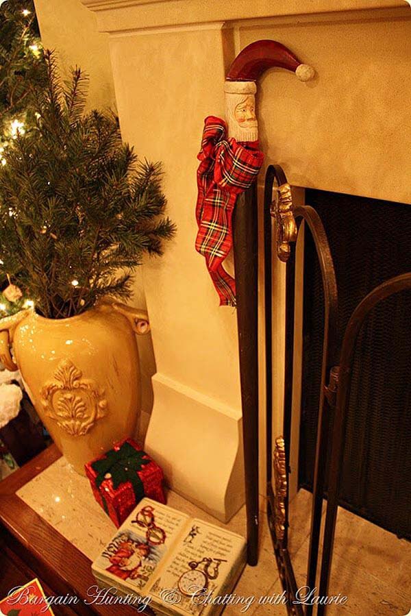 Vintage Santa Clause Christmas Cane #Christmas #vintage #diy #decorhomeideas