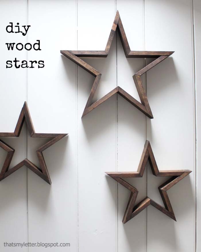 Wall Decor Wooden Stars #diy #wood #crafts #decorhomeideas