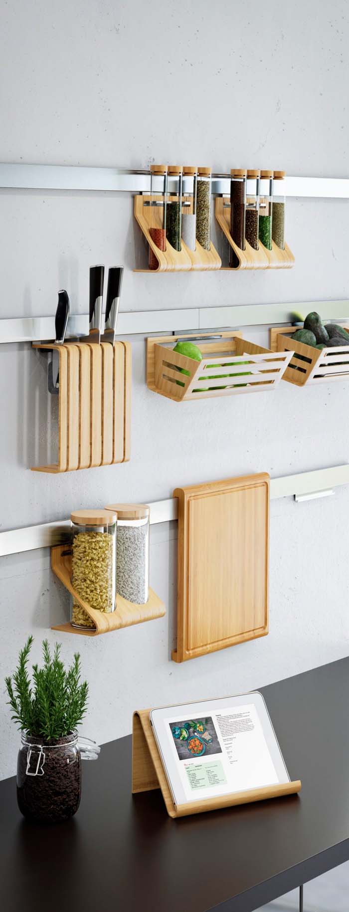 Wall Ledges for Wooden Kitchen Accessories #smallkitchen #storage #organization #decorhomeideas