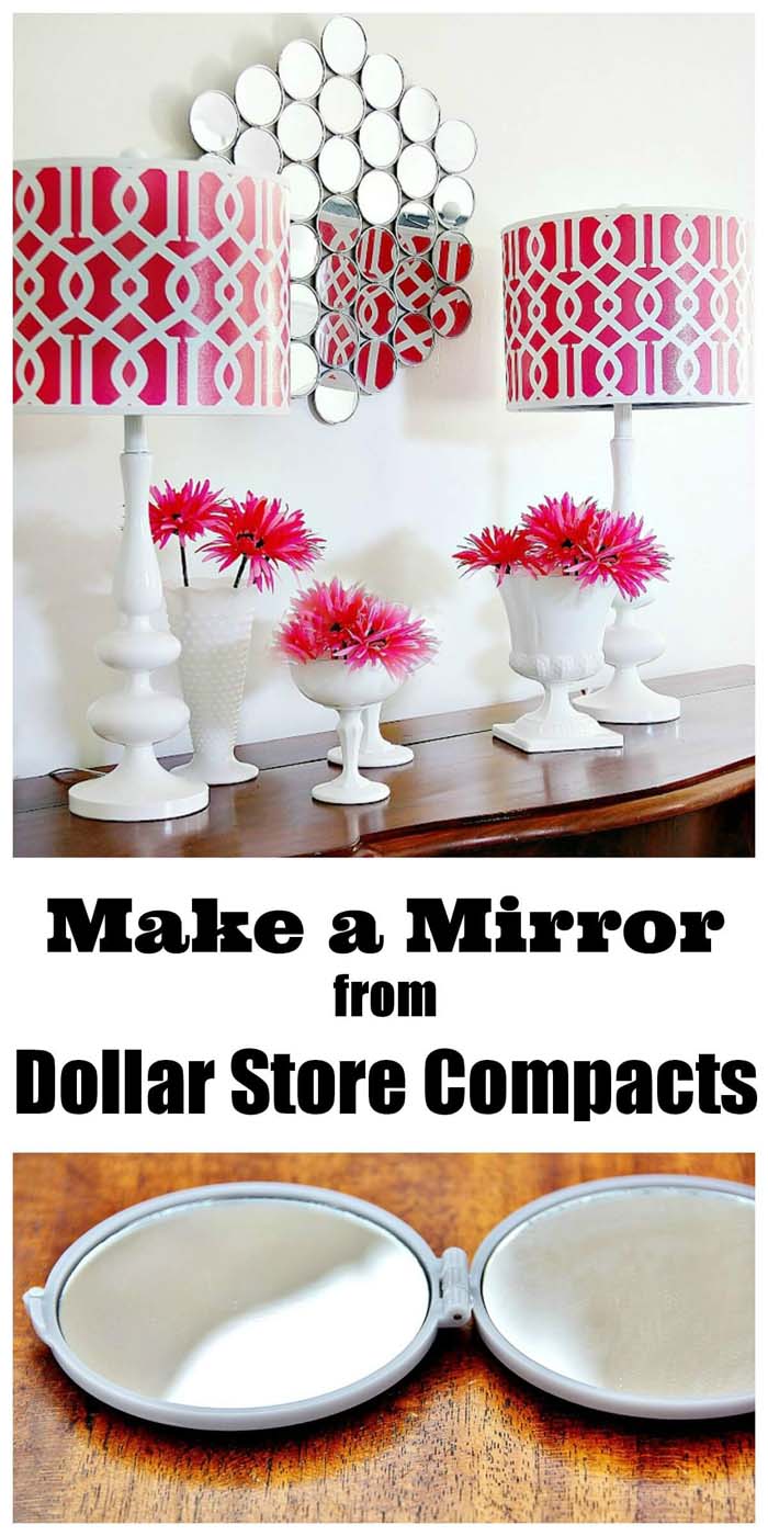 Wall Mirror From Dollar Store Compacts #dollarstore #diy #homedecor #decorhomeideas