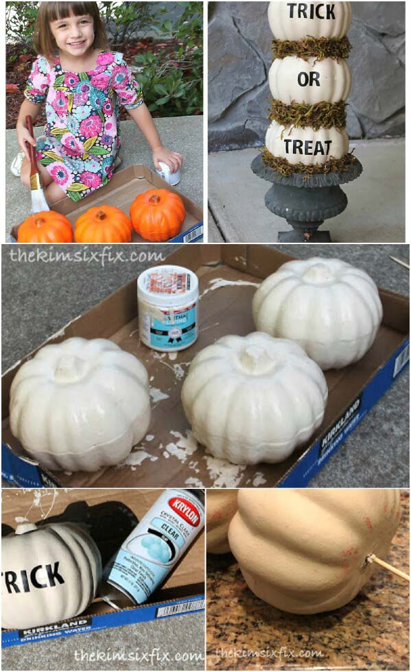 Whimsical Trick or Treat Pumpkins #Halloween #Dollarstore #crafts #decorhomeideas