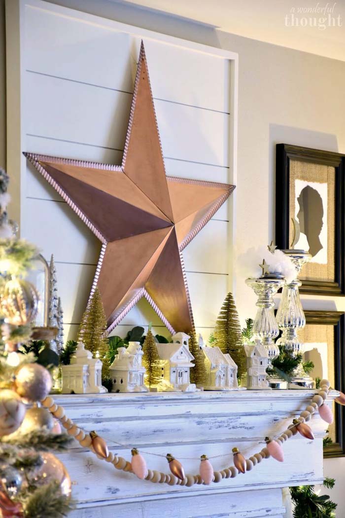 White Village Christmas Mantel #Christmas #vintage #diy #decorhomeideas